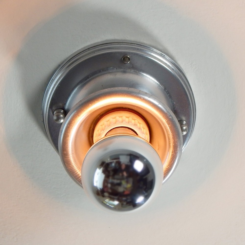 Vintage Aluminum Flush Mount Ceiling Light Fixture