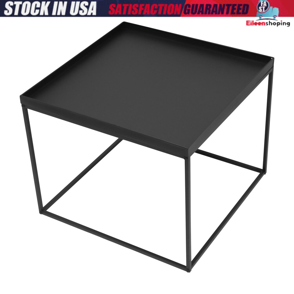 24" Square Table Metal Frame Table Portable Office Side End Table Camping Table