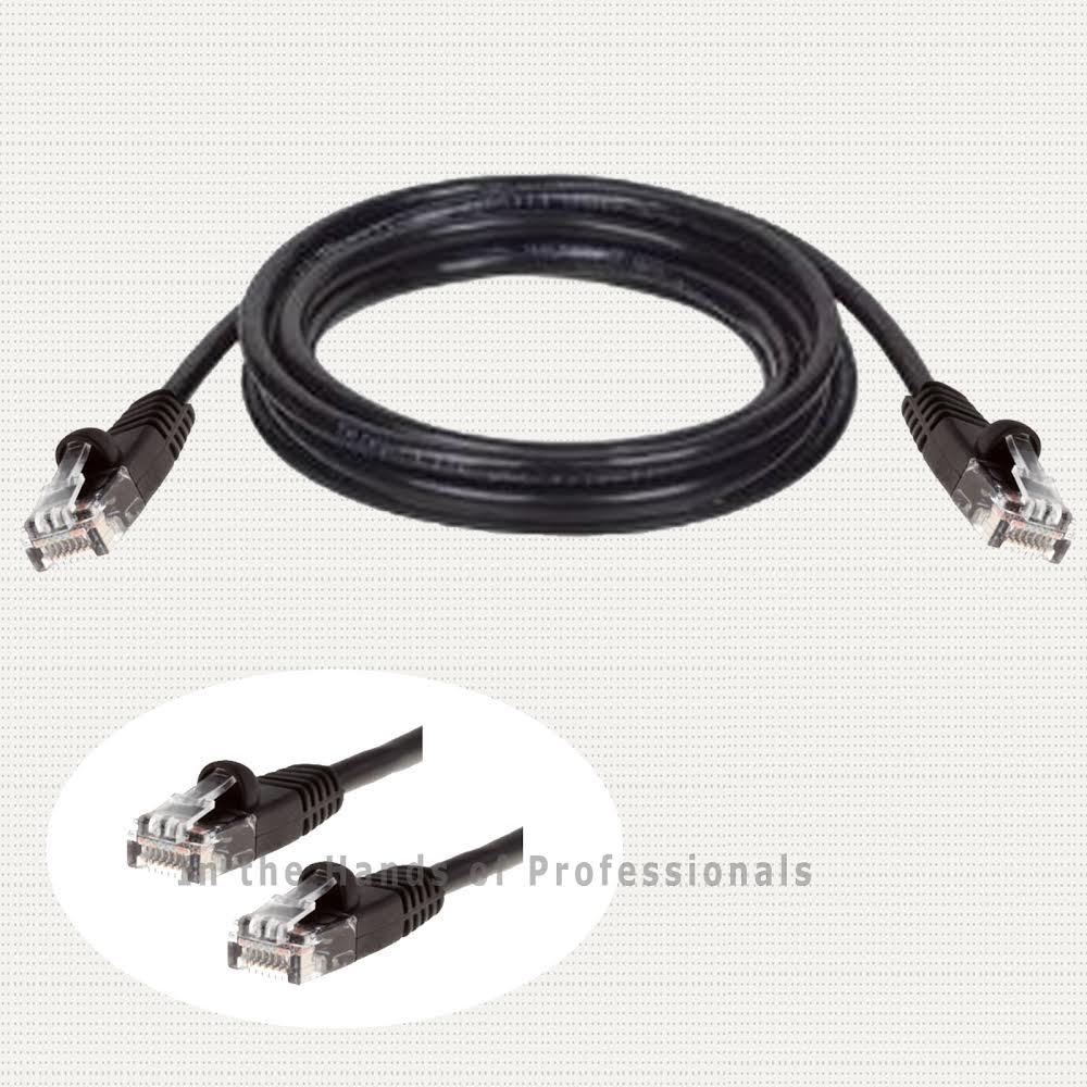 AESP - 25ft CAT5e Black Patch Cable, Booted RJ45 w/Molded Snag proof Clip