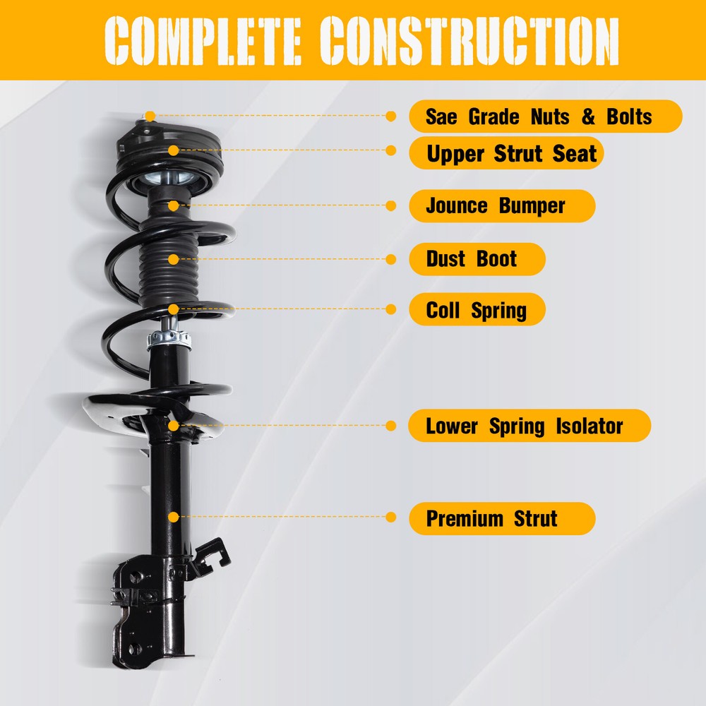 Front (2) Complete Strut & Coil Spring Assembly For Nissan Rogue 2008-2012