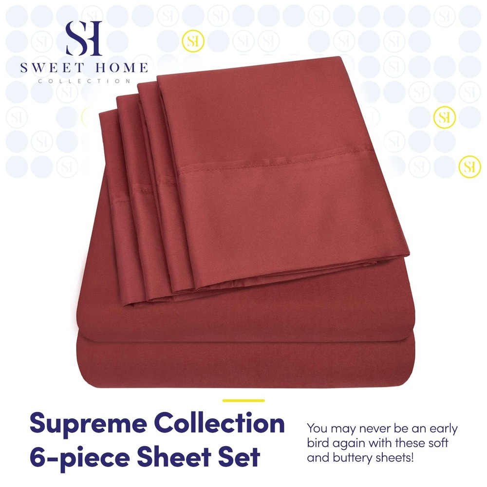 Full Size Bed Sheets - 6 Piece 1500 Supreme Collection Fine Brushed Microfibe...