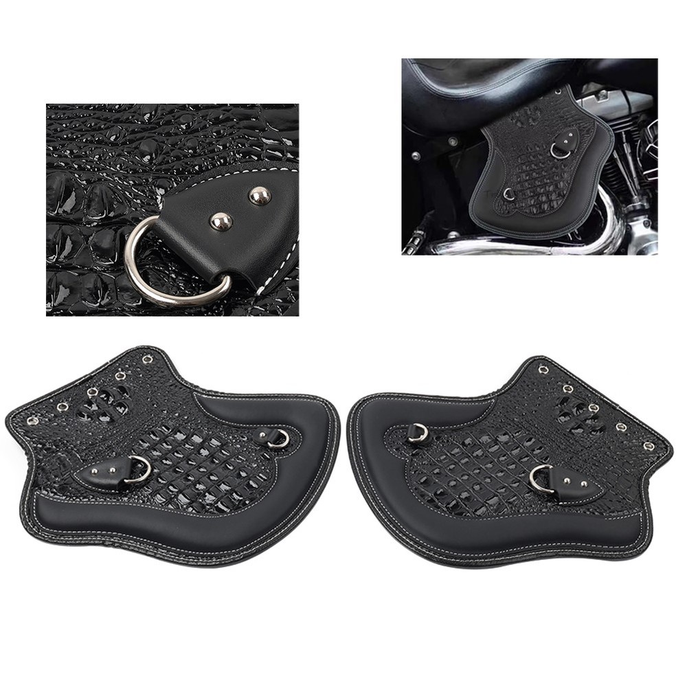 2x Motorcycle Universal Leather Heat Saddle Shield Deflector For Harley Models
