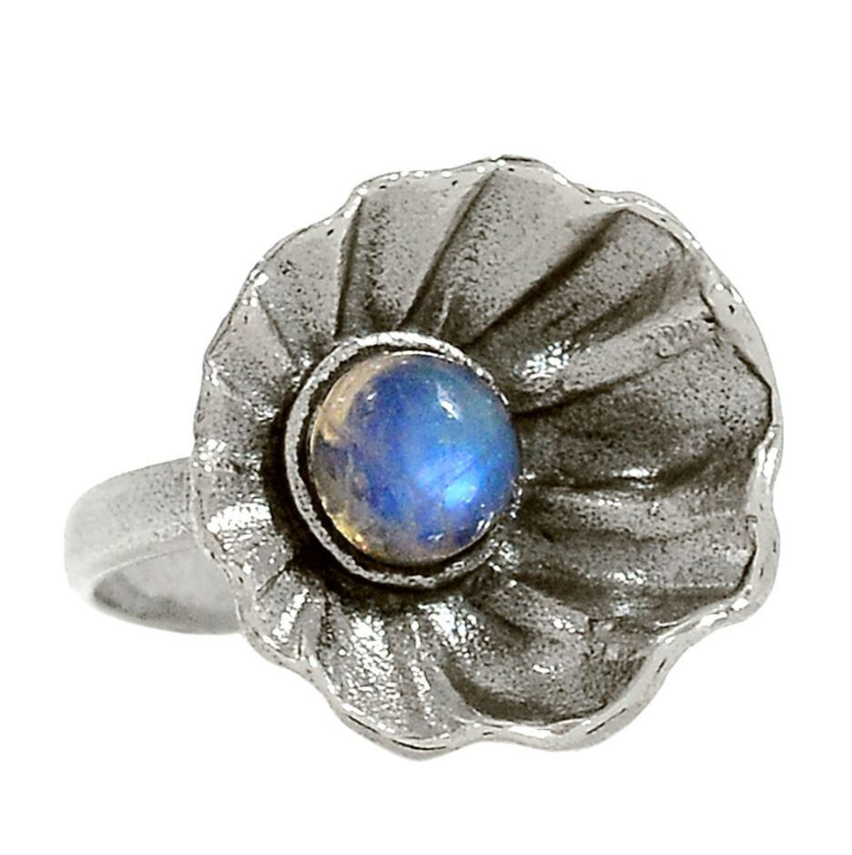 Moonstone flower Silver Ring