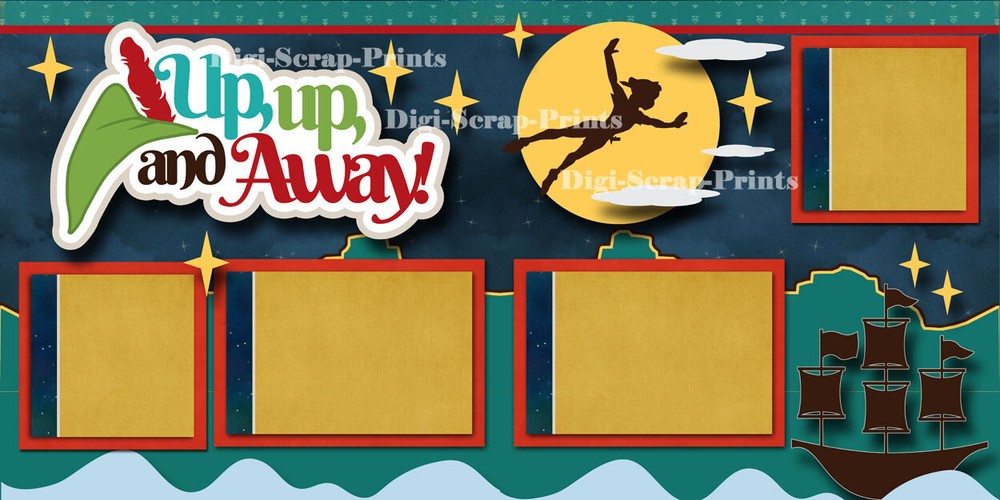 PETER PAN 2 premade scrapbook pages paper piecing printed layout DIGISCRAP A0306
