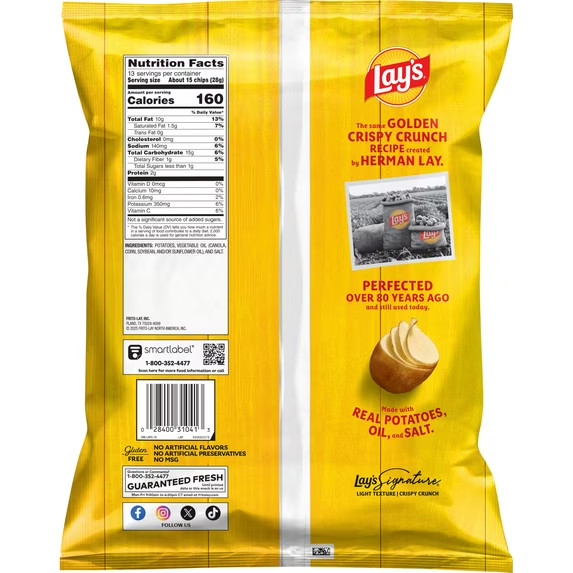 Lay's Classic Potato Chips Party Size, 13 oz Bag