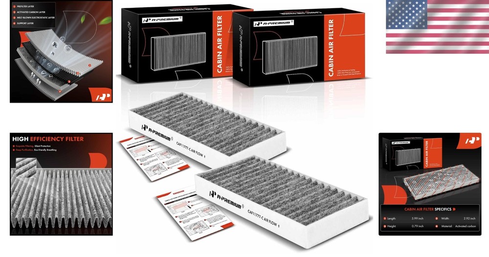2-PC Cabin Air Filter with Activated Carbon Compatible with Jeep Models -