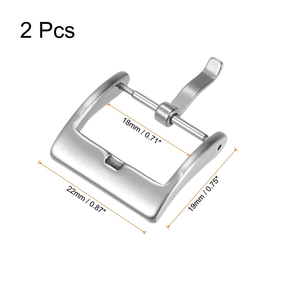 2Pcs Watch Brushed Broadside Type Buckle for 18mm Width Watch Bands