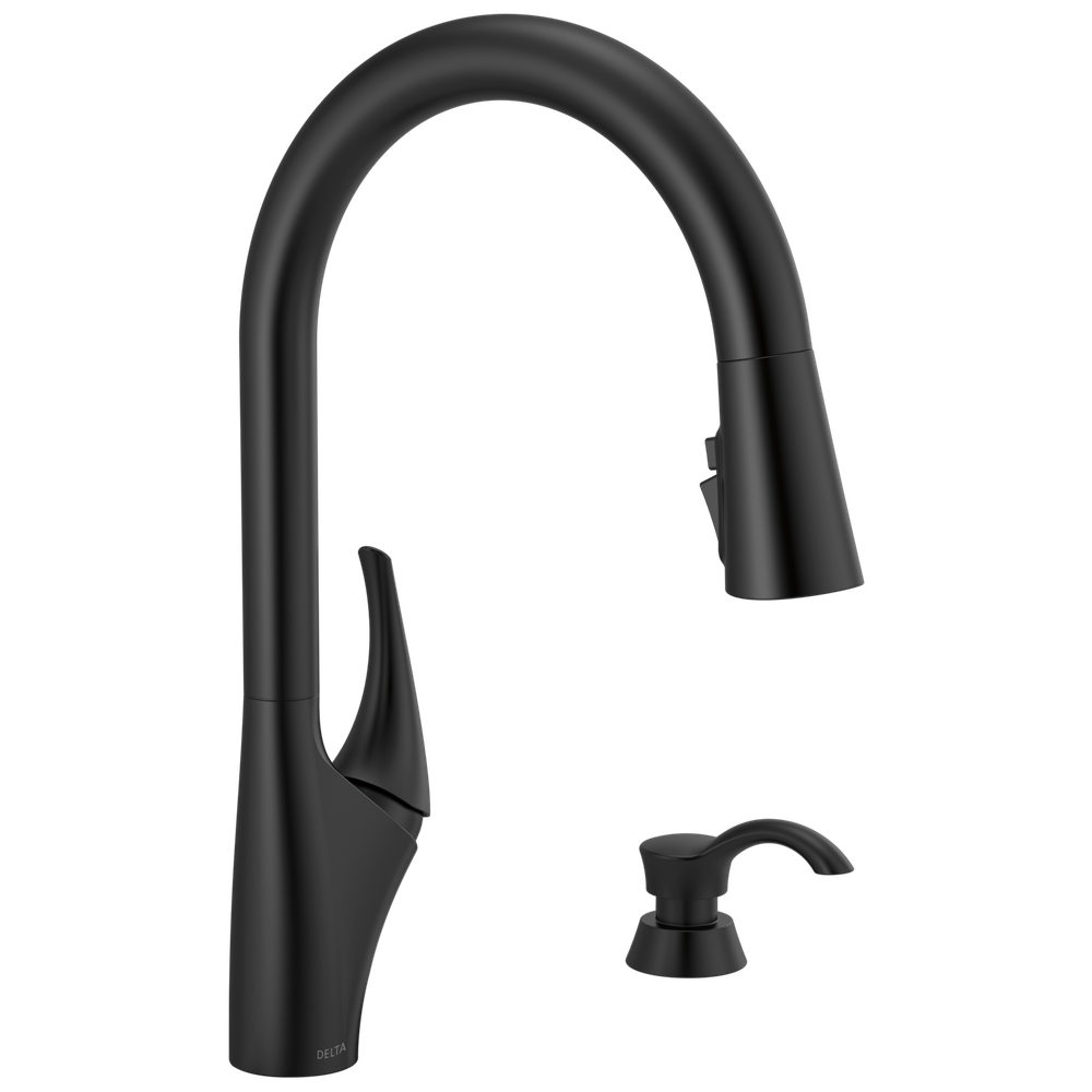 Delta Anderson Single Handle Pulldown Kitchen Faucet Black-Certified Refurbished