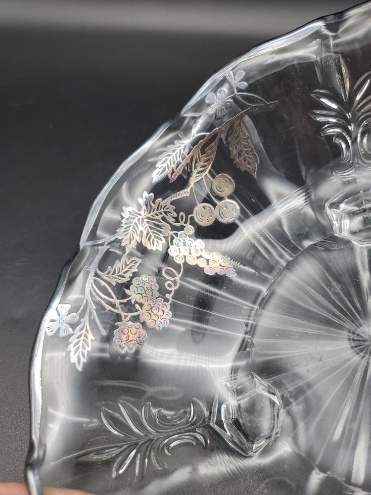 Sterling Silver Overlay Bowl 3 Footed Vintage