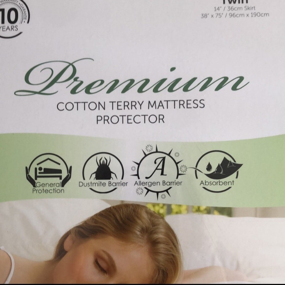 Mattress Protector TwinSize, Premium Cotton Terry. Waterproof