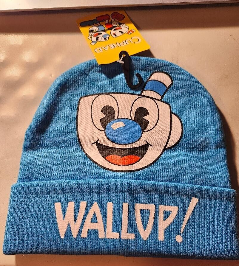 MWT -Cuphead/ Mugman Printed Folded Cuff Knitted Winter Hat/ one size fits most