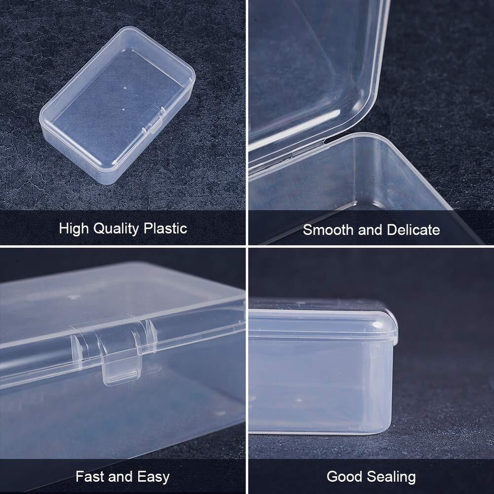 BENECREAT 12 Pack 3.5x2.4x1.2 Inches Rectangular Clear Plastic Bead Storage B...