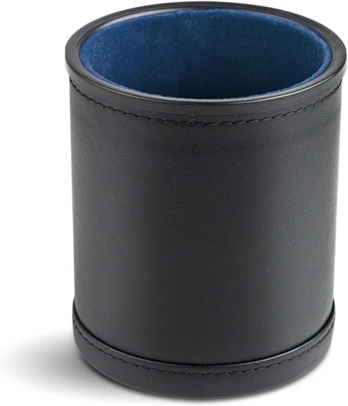 Leather Dice Cup with Light Blue Felt Lining