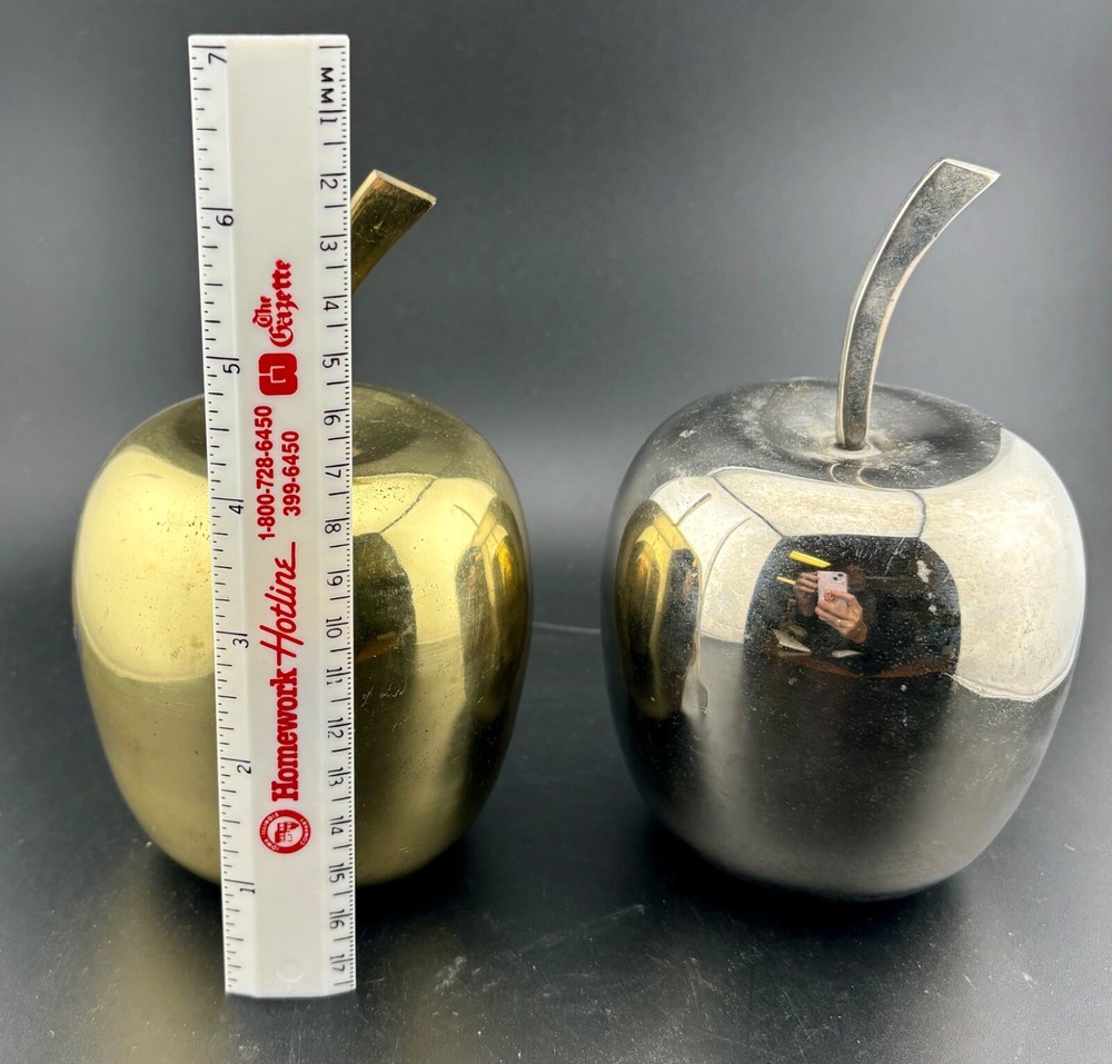 Decorative Brass and Chrome Apples Pair