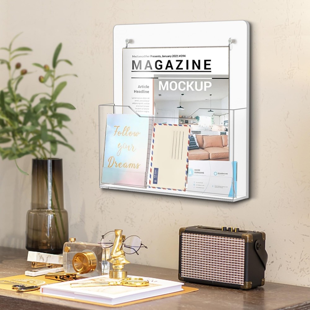 Folder Holder Letter Rack File Organizer 2Pack Magnetic Hanging Wall Mount