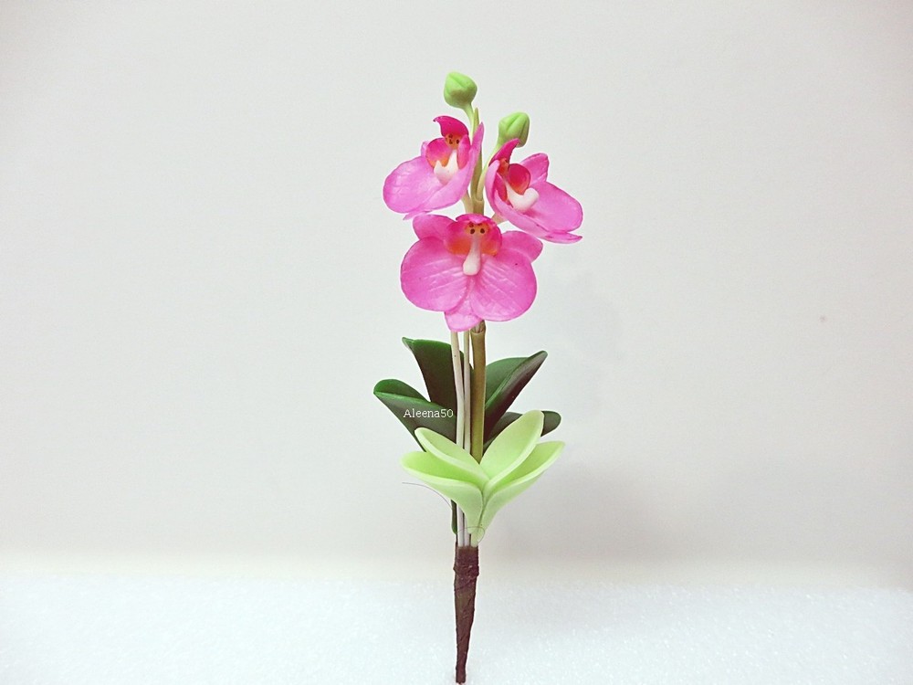 Assorted 1 Stems Miniature Polymer Clay Orchids No Pots Included