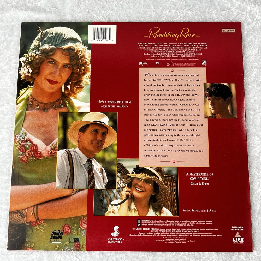 Rambling Rose Laserdisc - 1992