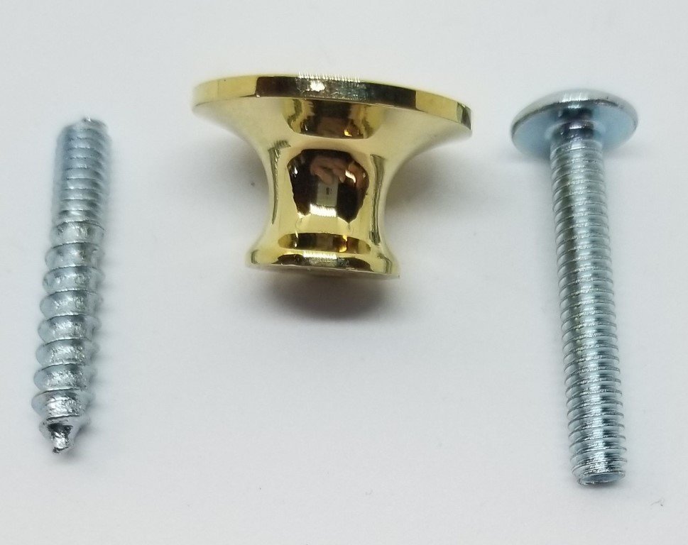 3/4" Polished Turned Solid Brass BOOKCASE Knob desk small cabinet drawer pull...
