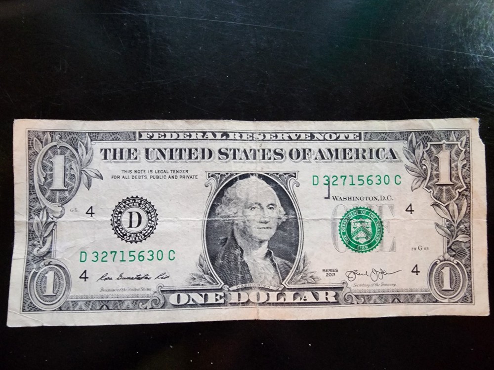 2013 Ink Error 1 Dollar Bill