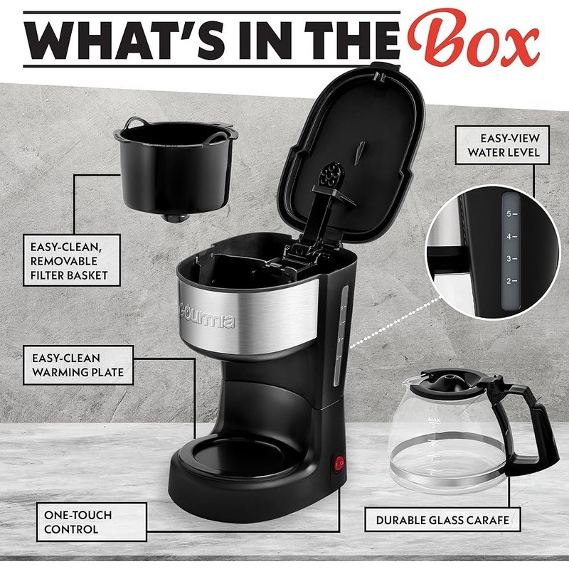 One Touch Coffee Maker 5 Cup Fast Brewing Keep Warm Function Easy View Window US