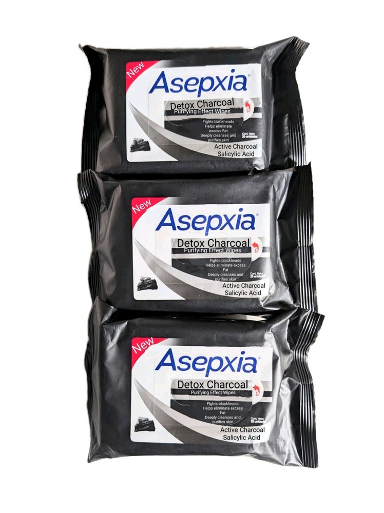 3 Pack! Asepxia Carbon Detox Wipes
