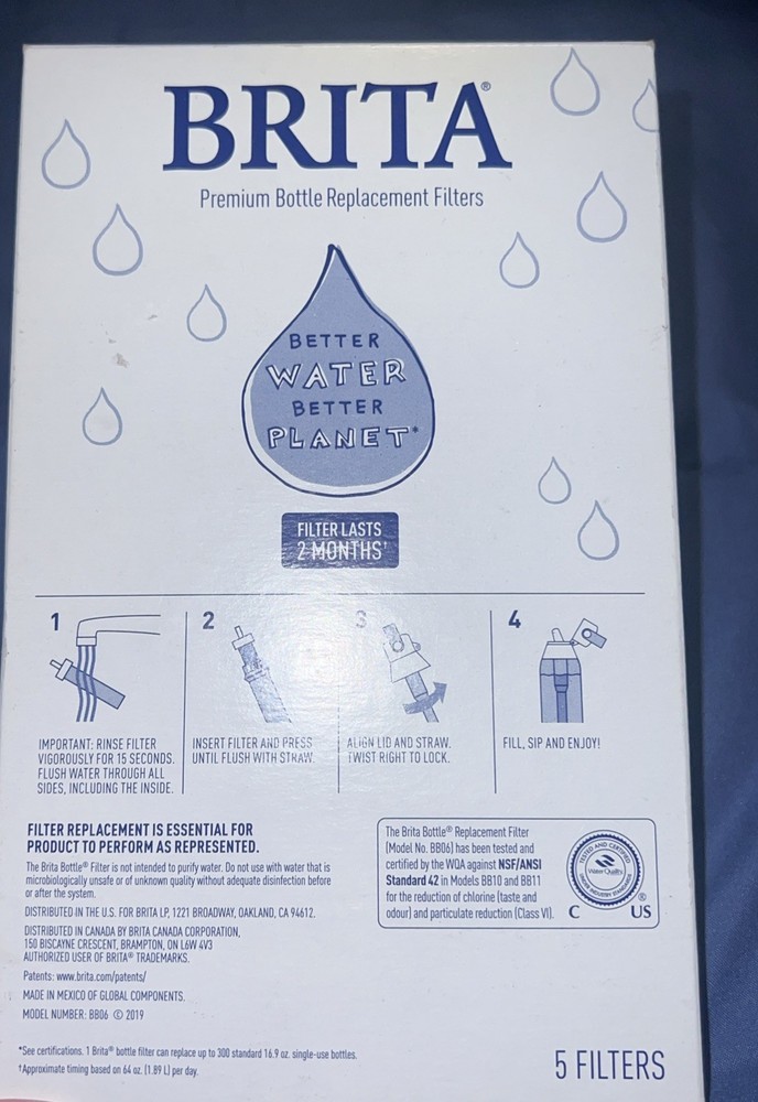 Brita Refillable Filter Refill 5-Pack for Bottles - Sealed Packs! For BOTTLES