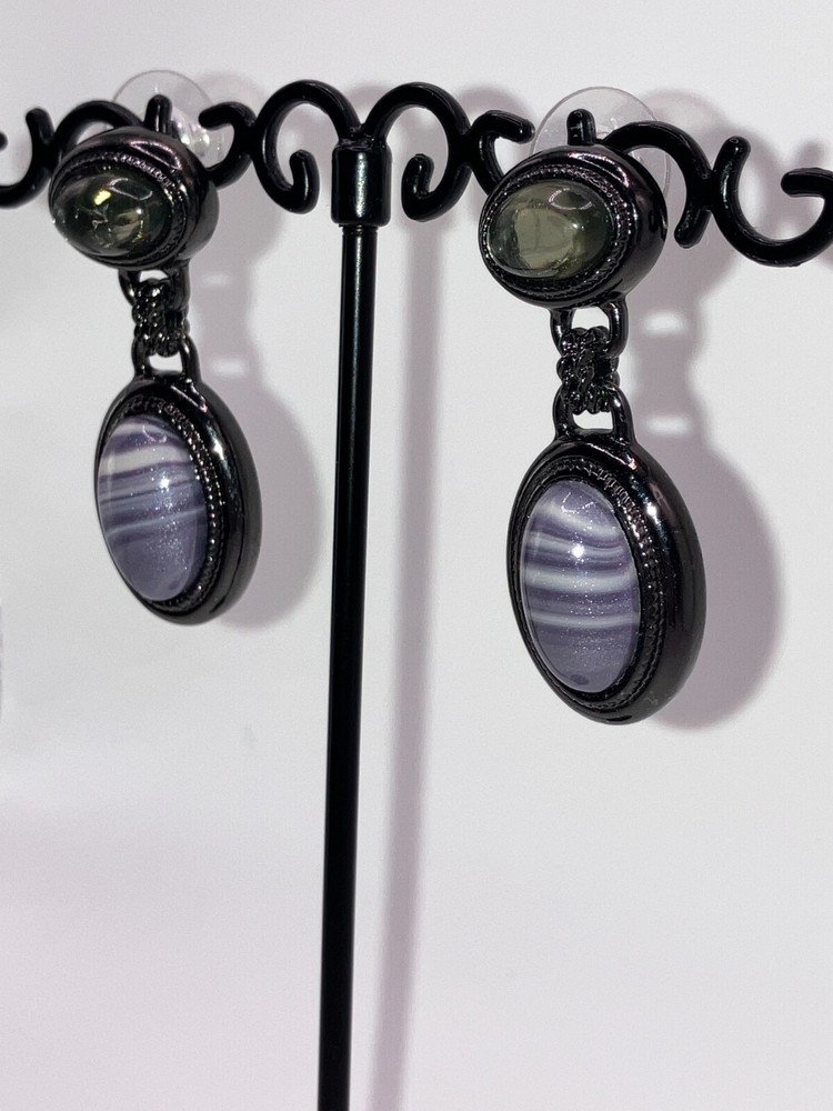 Purple Marbled Drop 1 Inch Earrings!