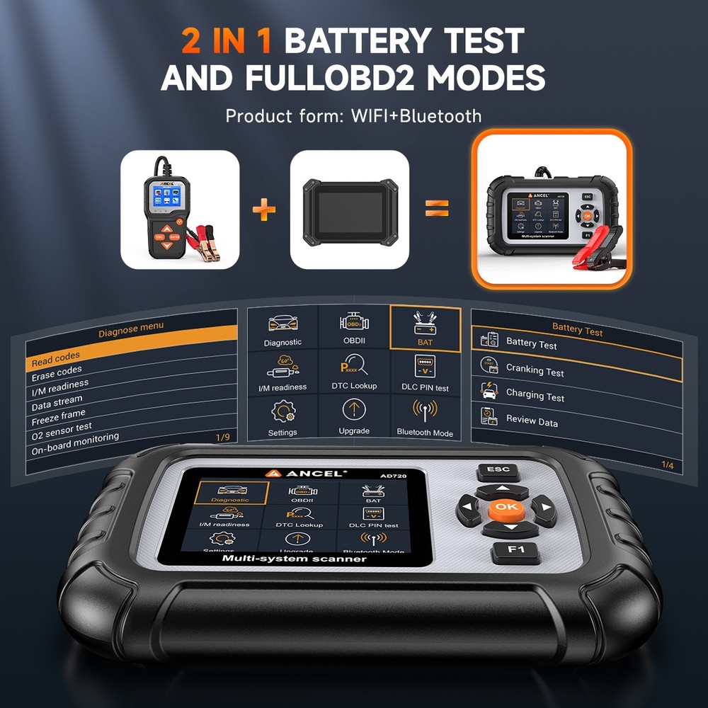 ANCEL AD720 Fit For Dodge OBD2 Scanner 4 System Diagnostic Tool Code Reader