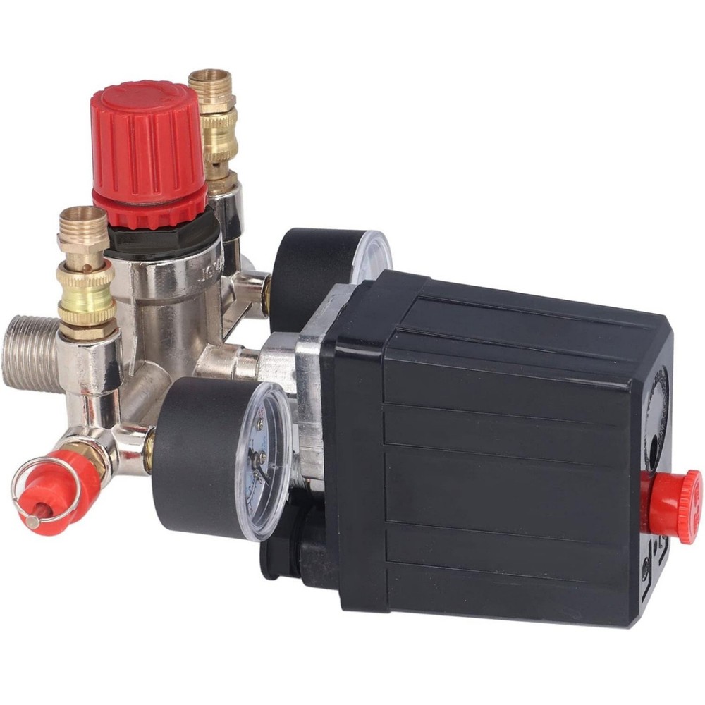 Air Compressor Pressure Switch Manifold 90-120PSI Adjustable Regulator Valve