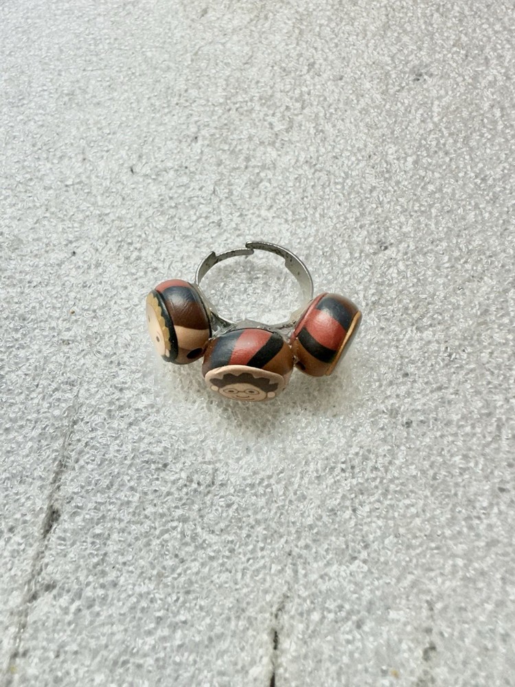 Whimsical 3 Faces POLYMER Clay Adjustable Ring