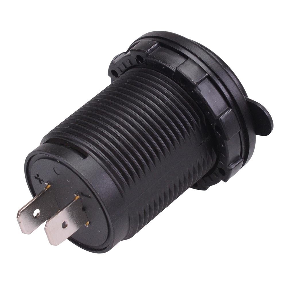 Dual USB-A 5V 2.1A Round Panel Mount Socket with LED A13-230AU-BB3