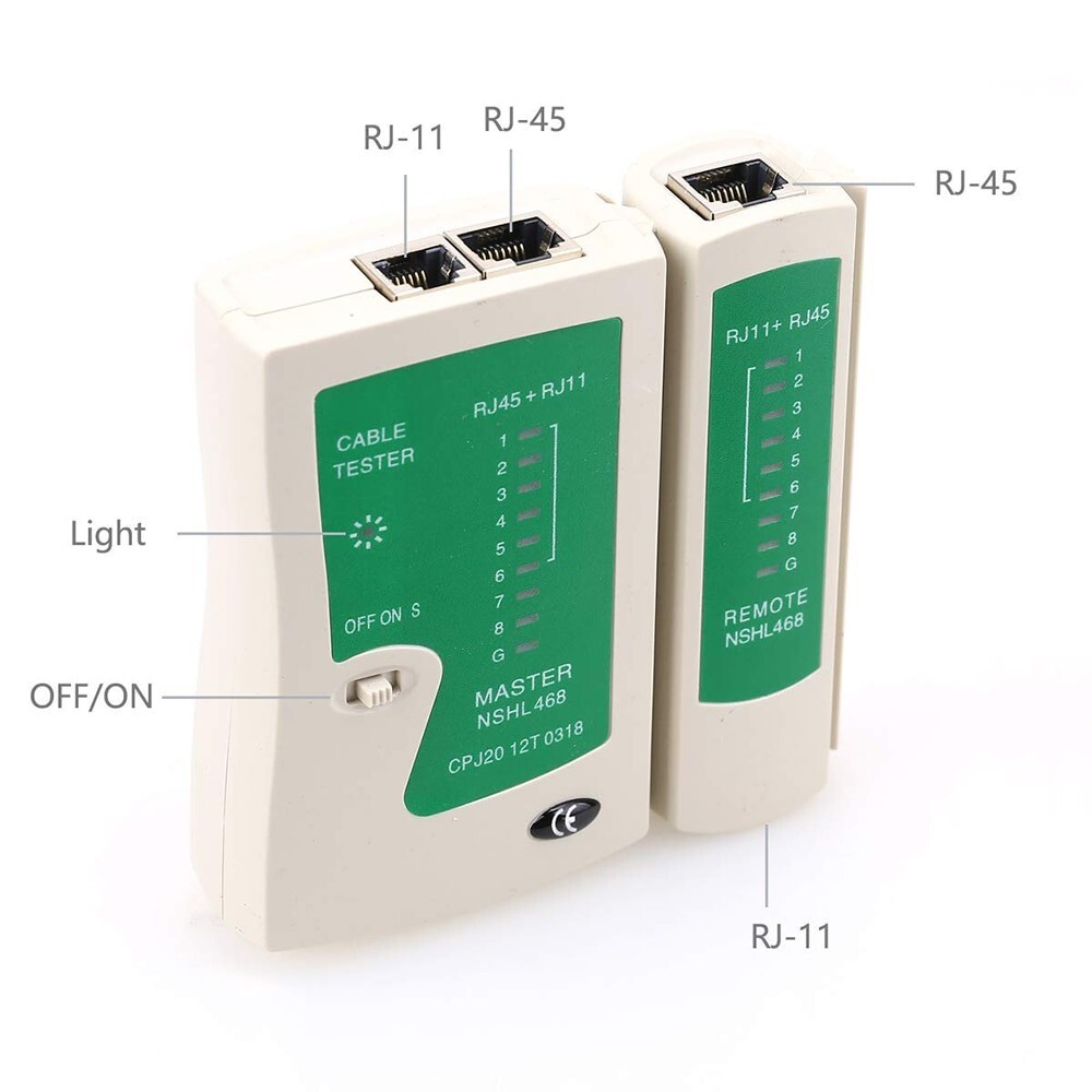 Network Cable Tester - RJ45 Ethernet and RJ11 Telephone Cable Testing Tool