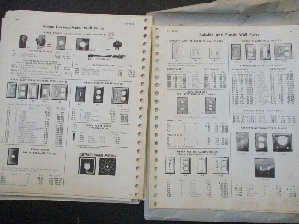 '79 Glasco Electric Co. revision catalog pages
