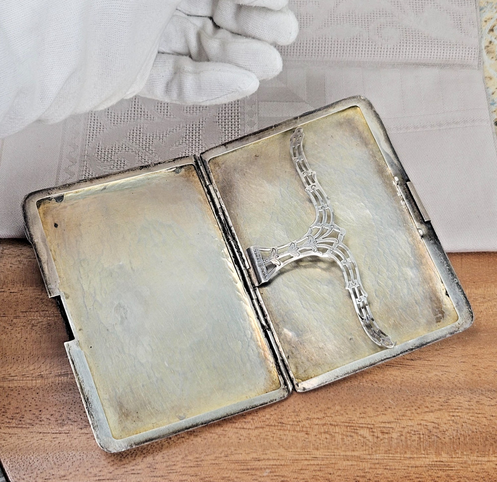 James E Blake 161gr Hammered Sterling Silver Large Antique Cigarette Case 1255 B
