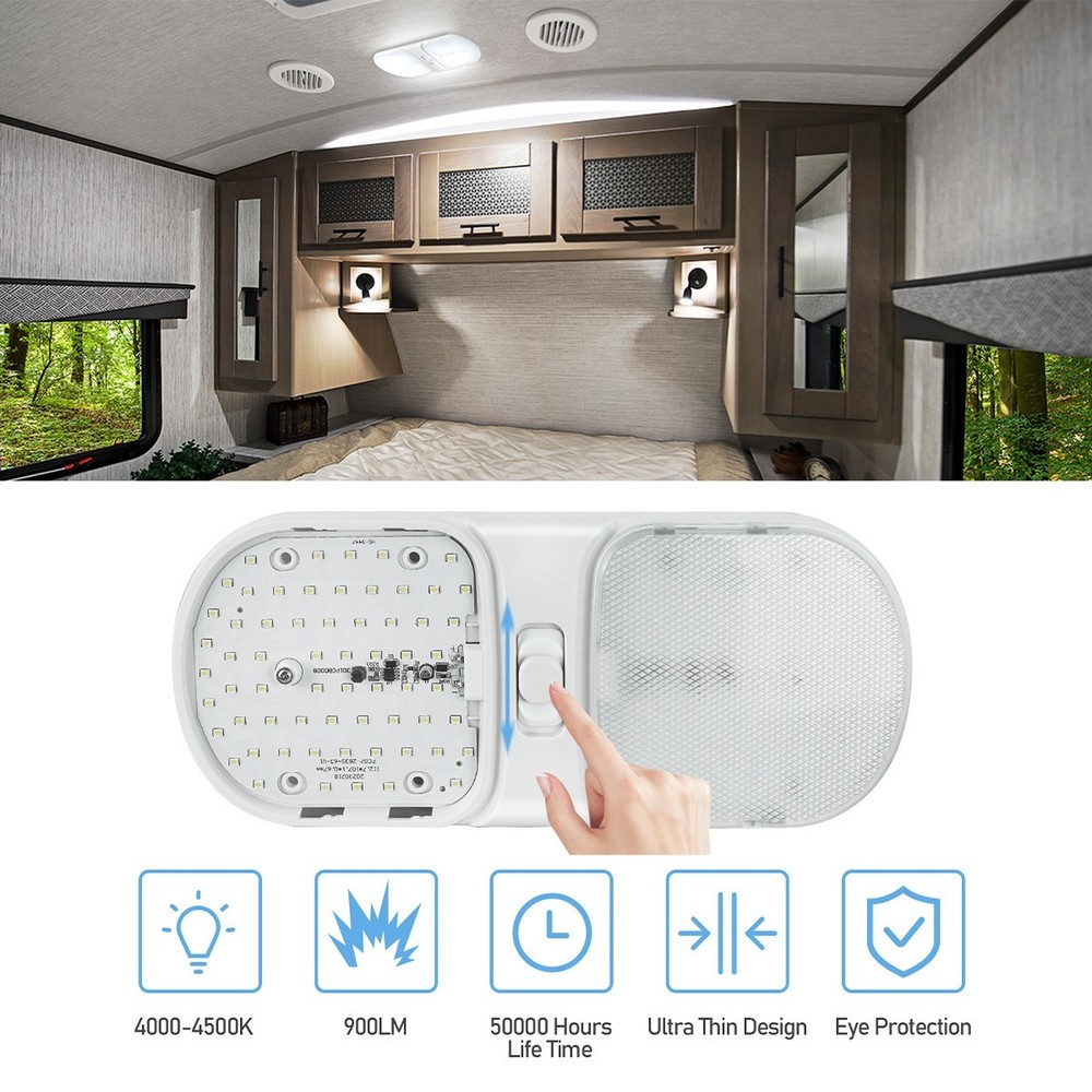 4 Pack RV Interior LED Light 12V Switched Dimmable Ceiling Light Fixture Camper
