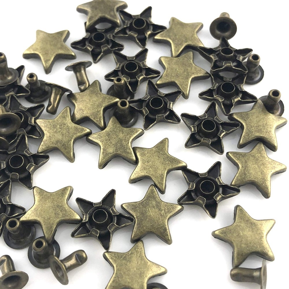 100 Sets 12MM Bronze Star Rivets for Leather Star Rivet Studs Garment Rivets ...