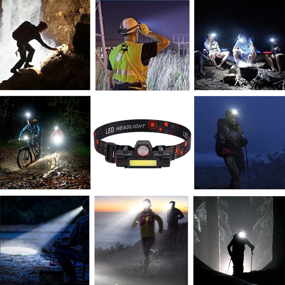 2X LED Headlamp USB Rechargeable Waterproof Headlight Head Light Flashlight