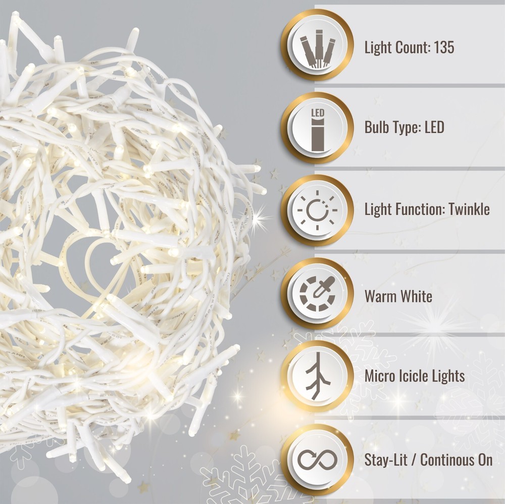 Aurio Starry Light Icicles Super Bright 135LED 3MM