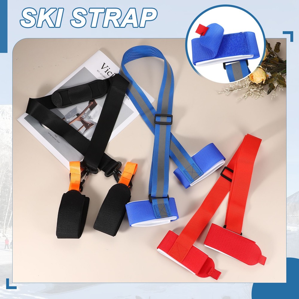 Ski Strap, Adjustable Ski Carrier Shoulder Straps,2Pcs& Black & 48.4"