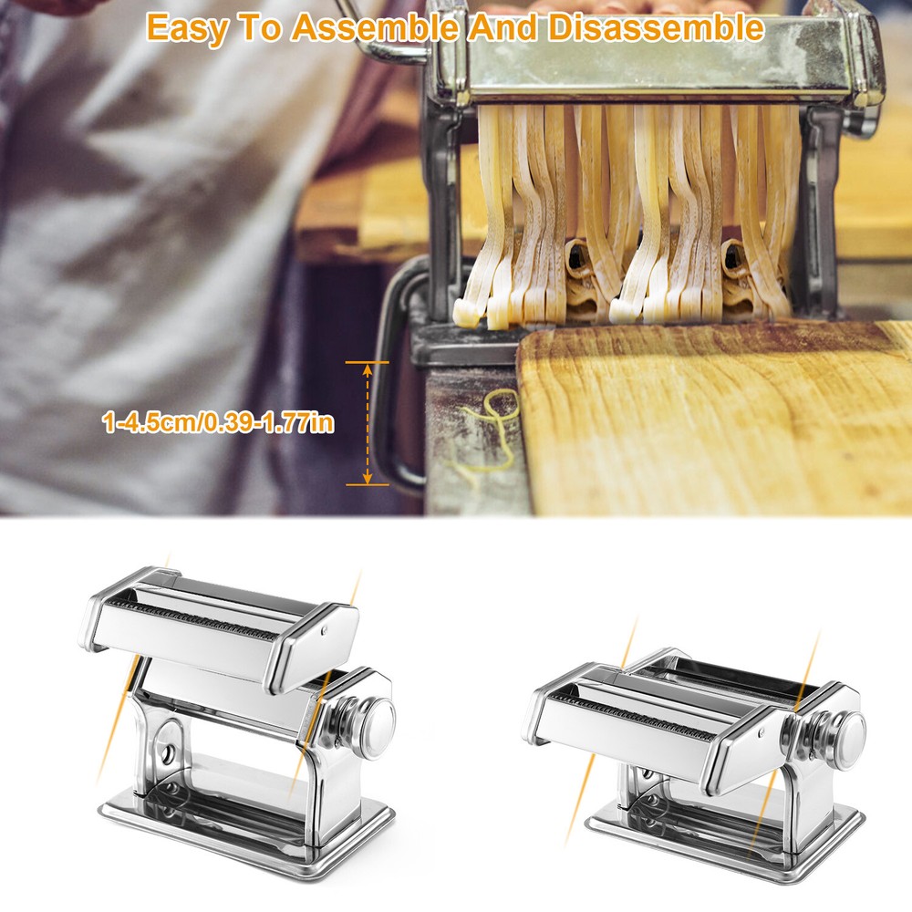 6" Stainless Steel Pasta Maker Noodle Making Machine Dough Cutter Roller +Handle