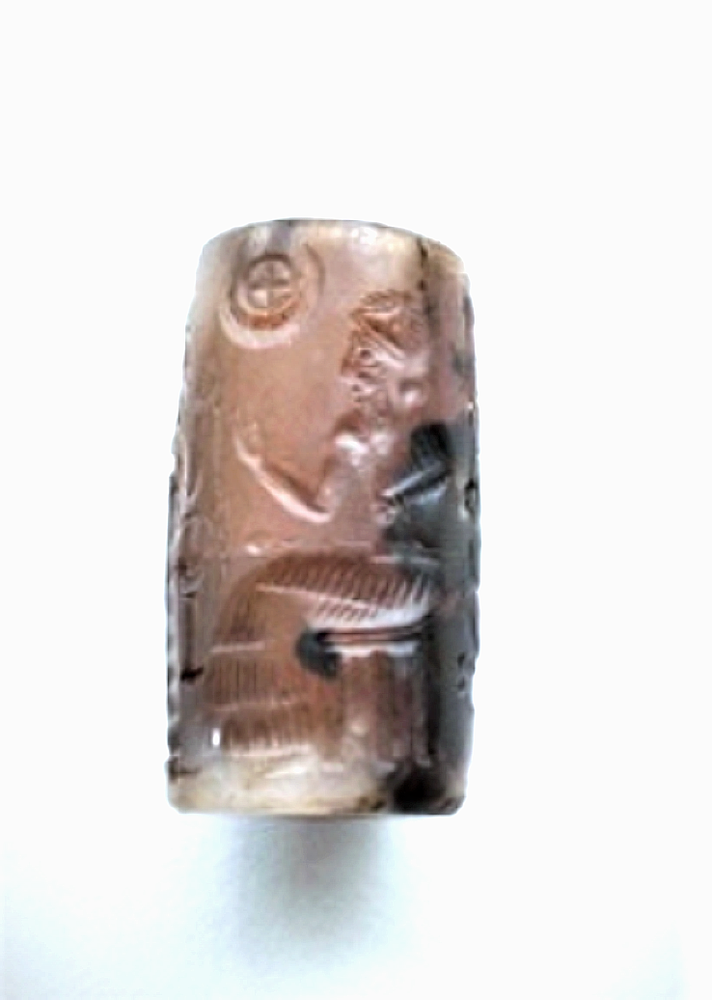 Ancient Carved Agate Cylinder Seal w Script 36 mm
