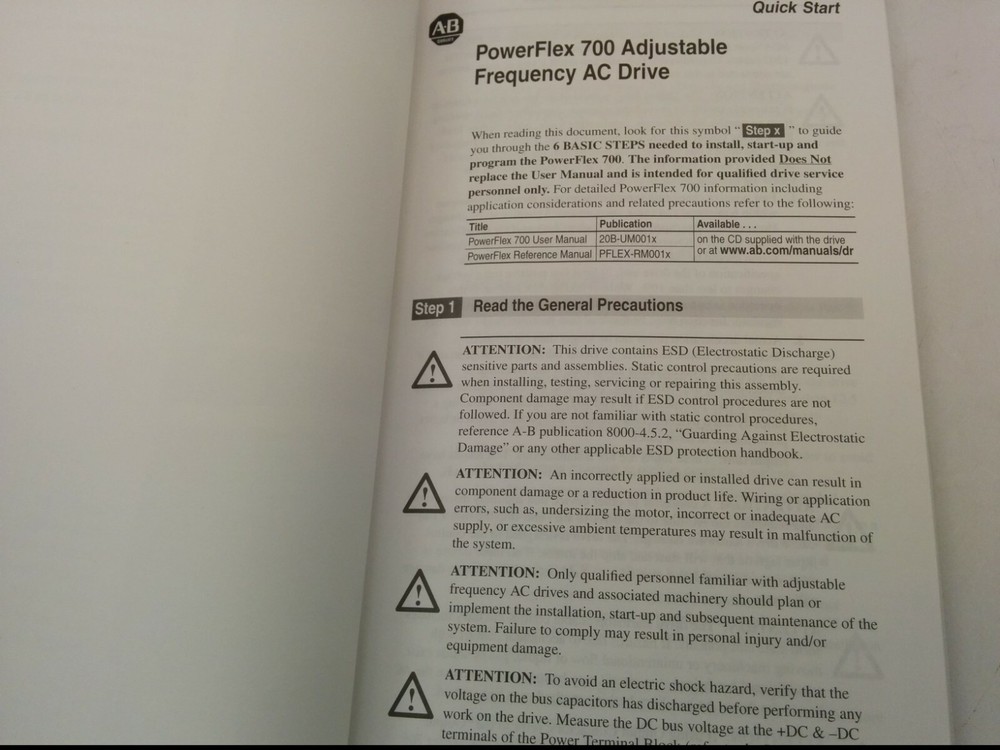 ALLEN BRADLEY POWERFLEX 700 QUICK START, ADJUSTABLE FREQUENCY AC DRIVE
