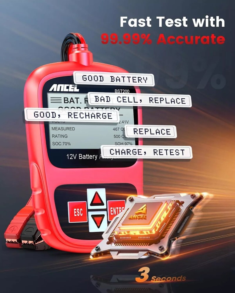 ANCEL BST200 12V Car Battery Load Tester Charging System Analyzer 100-1100CCA