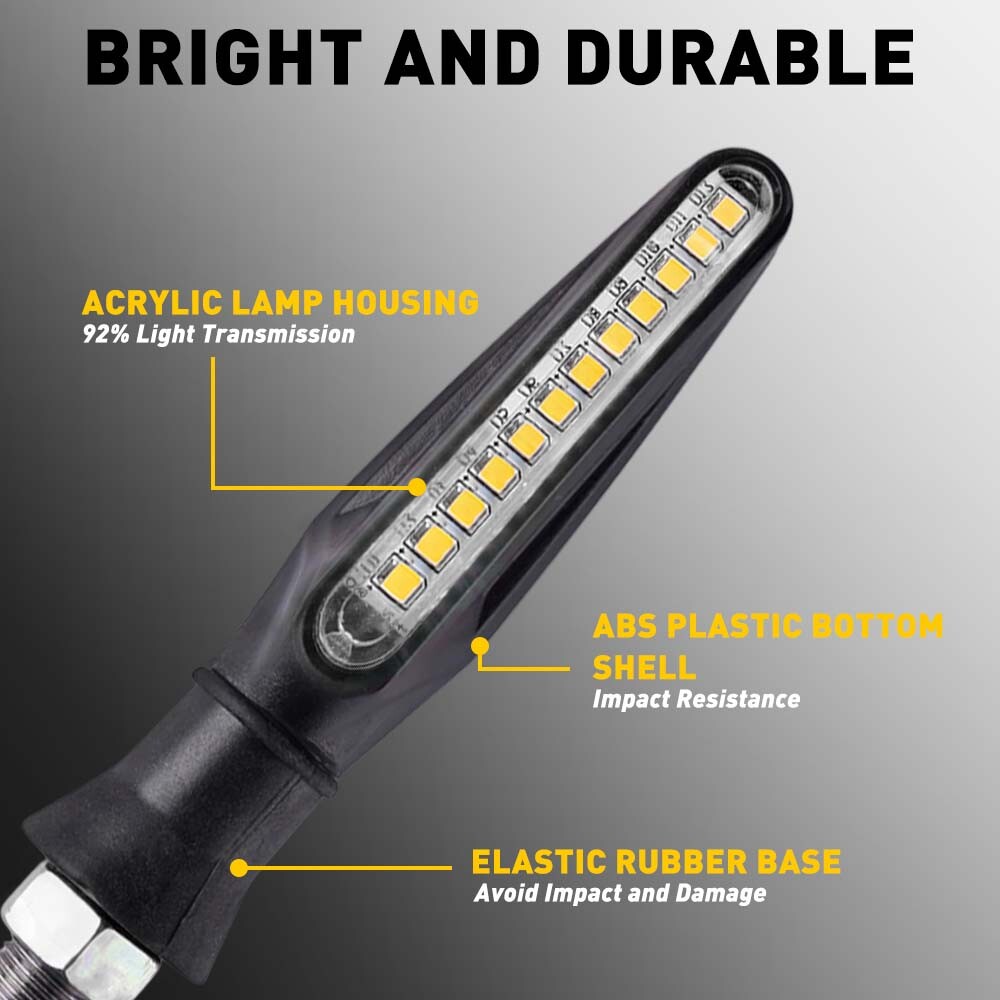 4x Flowing Motorcycle LED Signals Turn Light Blinker Tail Indicator Lights Amber
