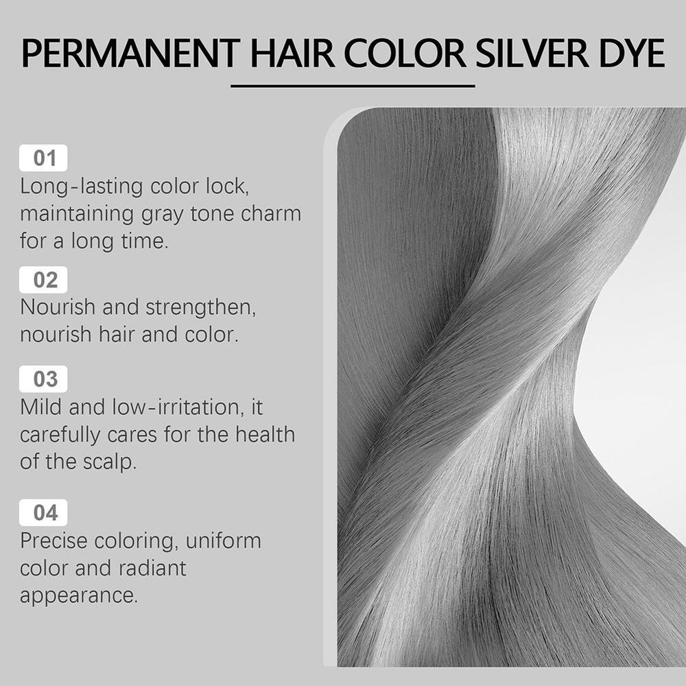 Silver Hair Dye Cream 100g Hot E0