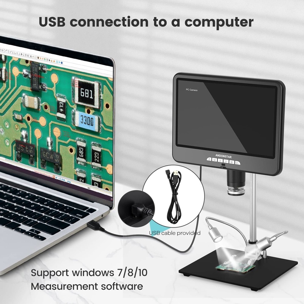 Andonstar 10.1 Inch HDMI Digital Microscope AD207S-10, Soldering Microscope, ...