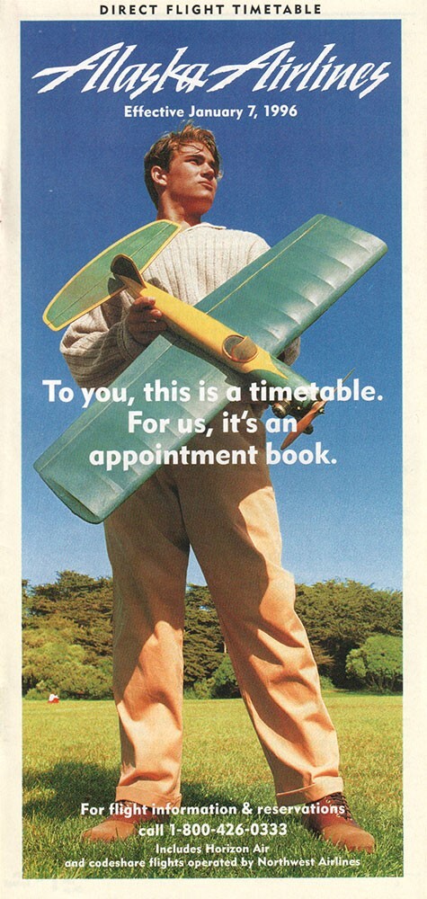 Alaska Airlines timetable 1996/01/07 Direct Flights