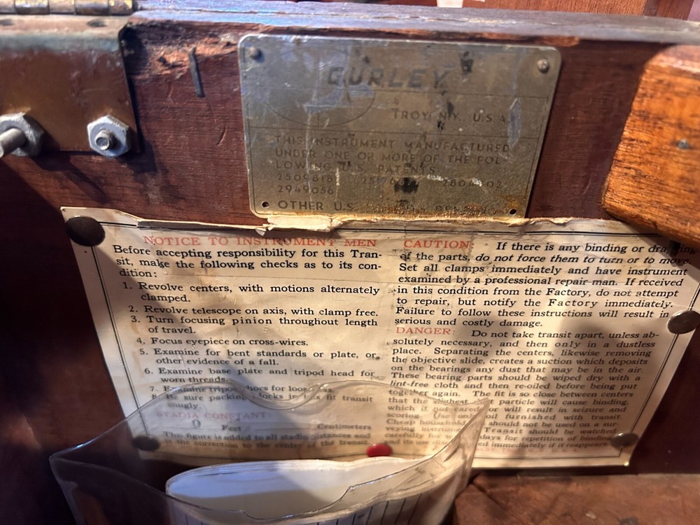 Antique Brass Gurley Engineering and Surveying Transit w/case Great Condition