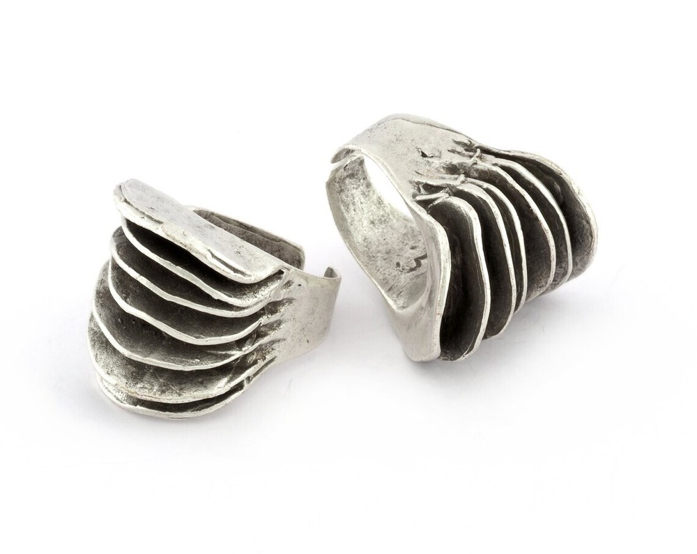 Slice Ring Adjustable Antique silver plated brass (18mm 8US inner size) 5237