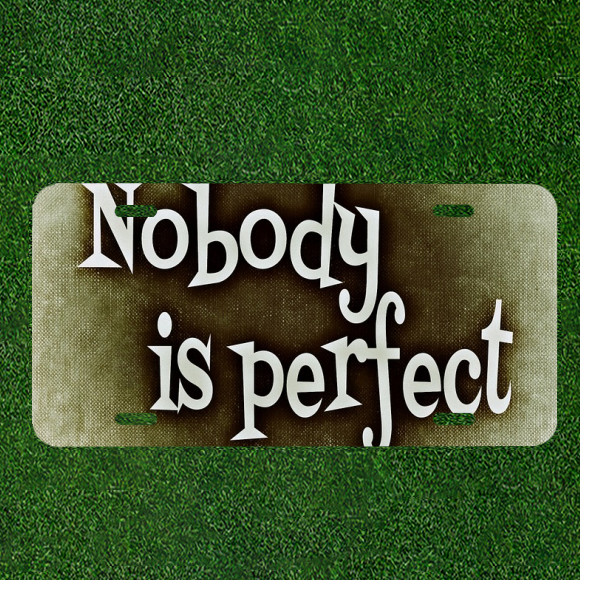 Custom Personalized License Plate Auto Tag With Nobody Is Perfect